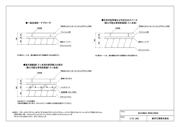 透水性舗装材 標準施工断面図